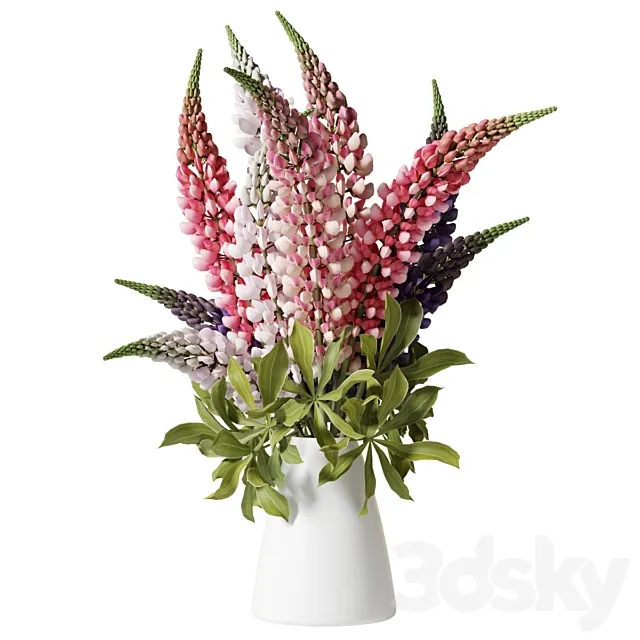 Bouquet with lupins 3D Model