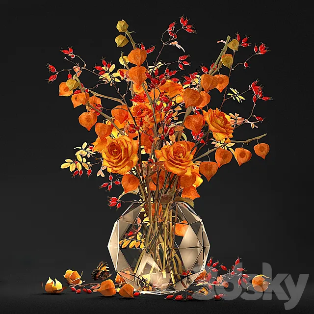 Bouquet with physalis 3D Model Bouquet with physalis 3D Model