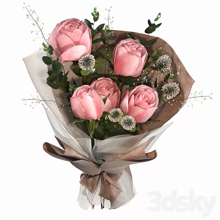 bouquet with roses 3D Model Free Download bouquet with roses 3D Model Free Download