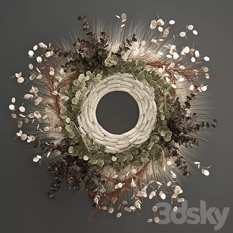 Bouquet wreath wall decor made of wheat dried flower Lunnik. 220. 3D Model Free Download