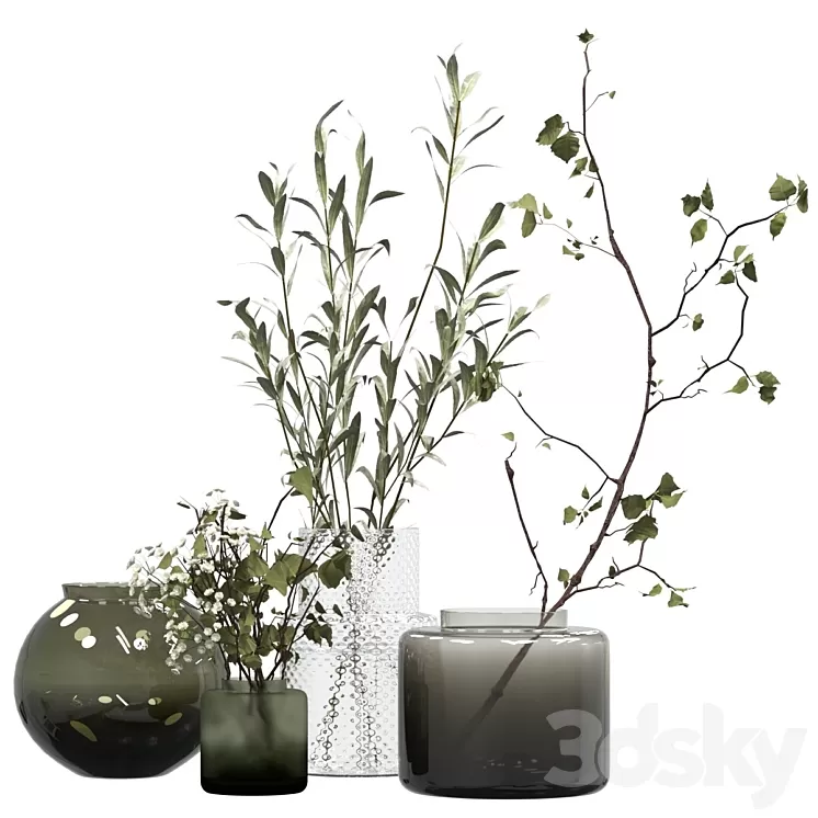 Bouquets in vases 3D Model Free Download