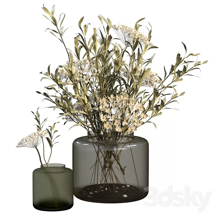 Bouquets in vases Ikea Konstfull 3D Model Free Download