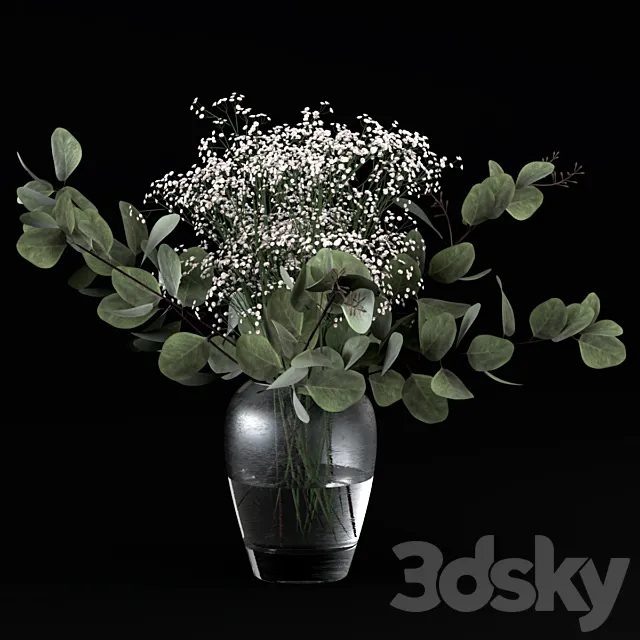 Bouquets of eucalyptus with flowers and grass 3DModel Bouquets of eucalyptus with flowers and grass 3DModel