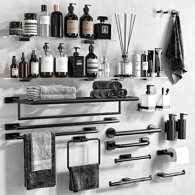 Boutique Hotel bathroom accessories 3D Model