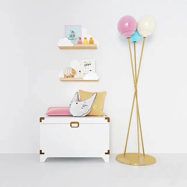 Box for toys lamp and shelves from The land of Nod 3D Model