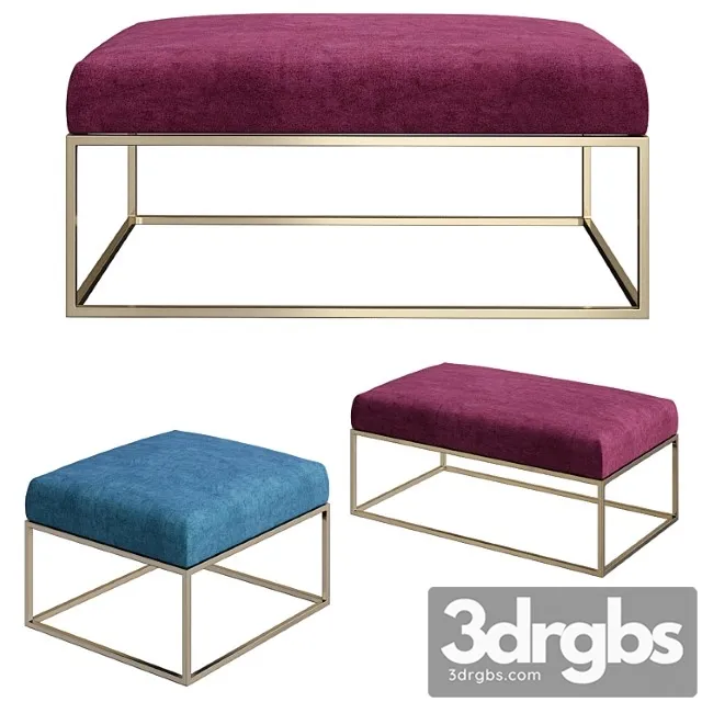 Box frame upholstered bench & ottoman westelm 2 3D Model Download