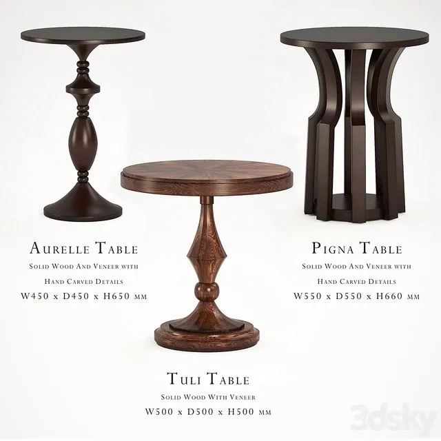 Box Living Aurelle Tuli and Pigna Side Table 3D Model Box Living Aurelle Tuli and Pigna Side Table 3D Model