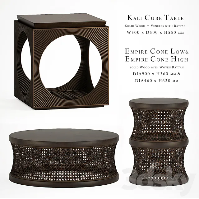 Box Living Empire Cone and Kali Cube Table 3DModel Box Living Empire Cone and Kali Cube Table 3DModel