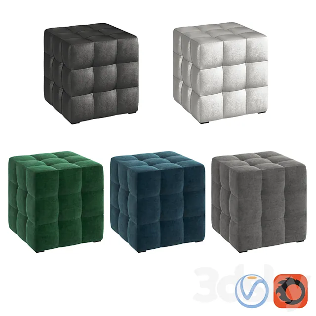 Box Ottoman Colors 3D Model Box Ottoman Colors 3D Model