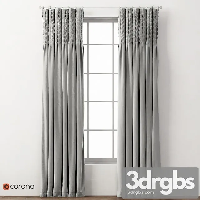box-tufted velvet drapery panel 1 3D Model Download
