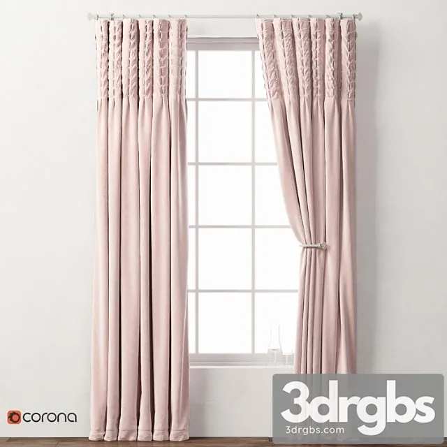 box-tufted velvet drapery panel 2 3D Model Download