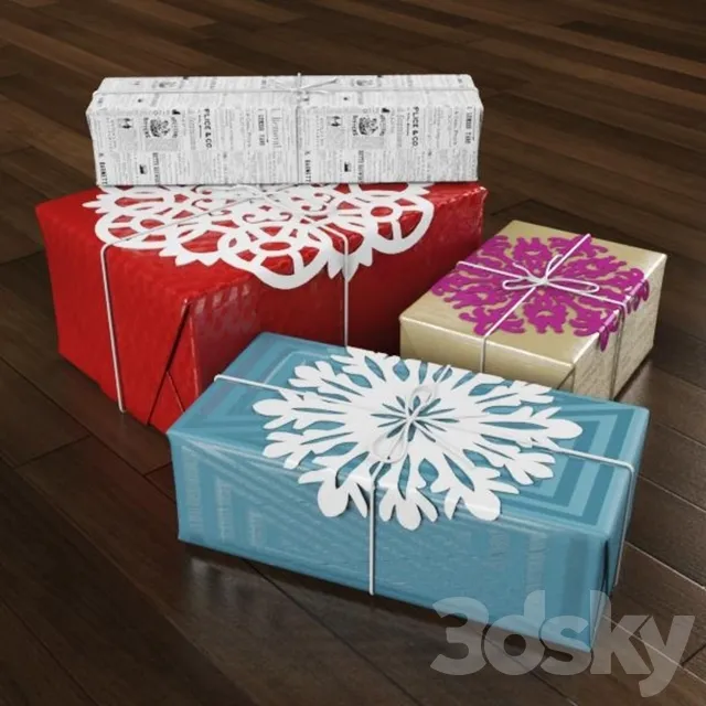 Boxes wrapped gift box 3D Model