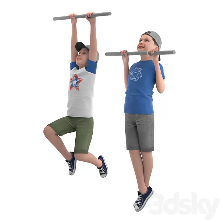 Boy on the horizontal bar 3D Model