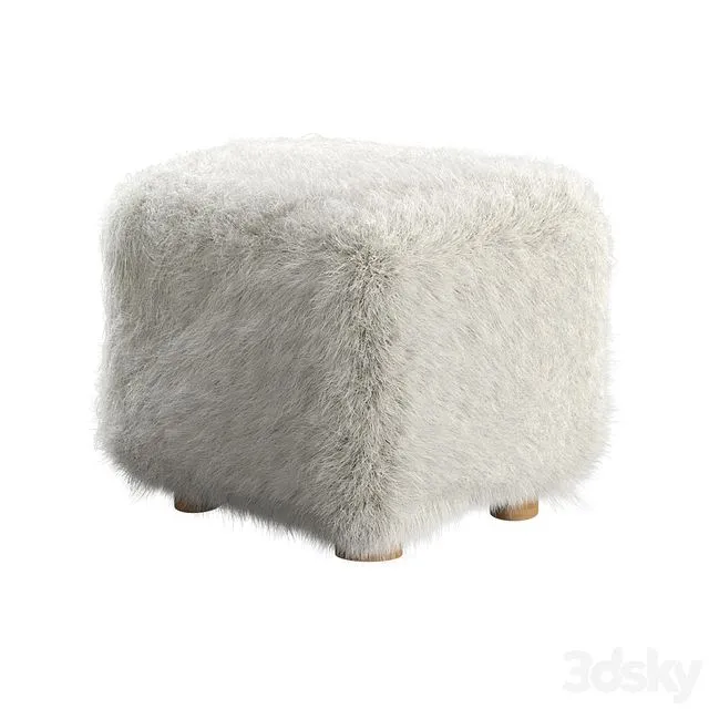 Bozzi Mongolian Sheepskin Ottoman Cb2 3D Model Bozzi Mongolian Sheepskin Ottoman Cb2 3D Model