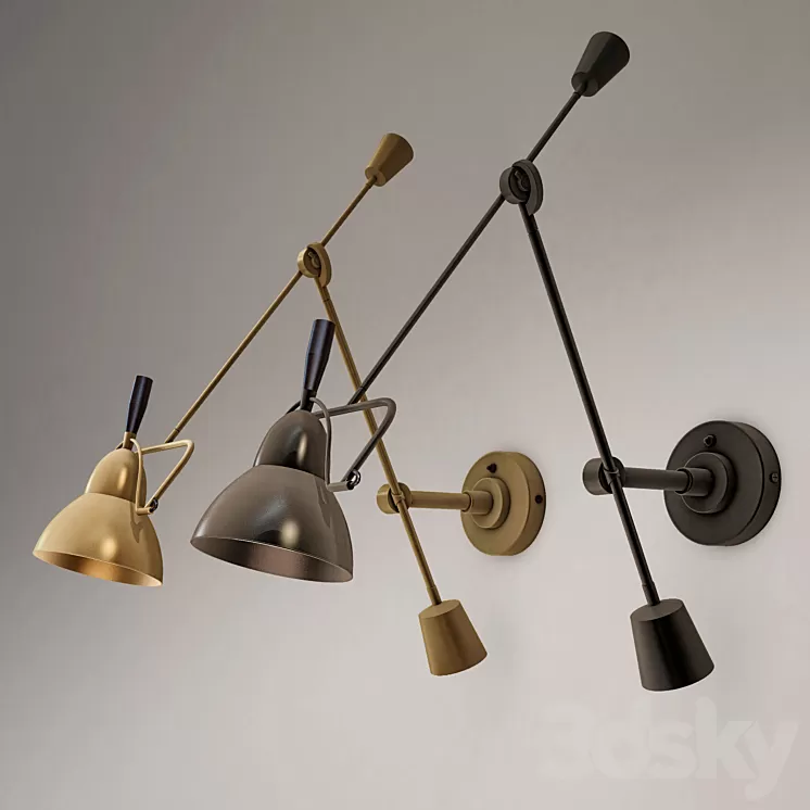 Bra counterpoise swing-arm wall sconce Restoration Hardware 3D Model