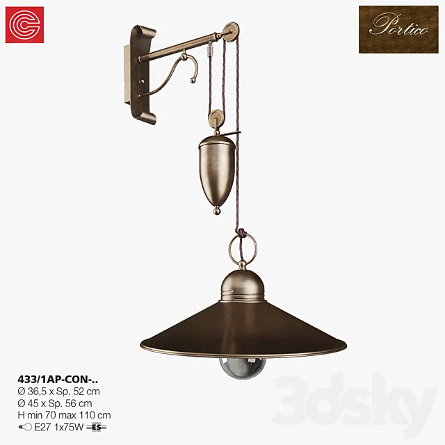 Bra Cremasco illuminazione. Portico art. 433 3DModel Bra Cremasco illuminazione. Portico art. 433 3DModel