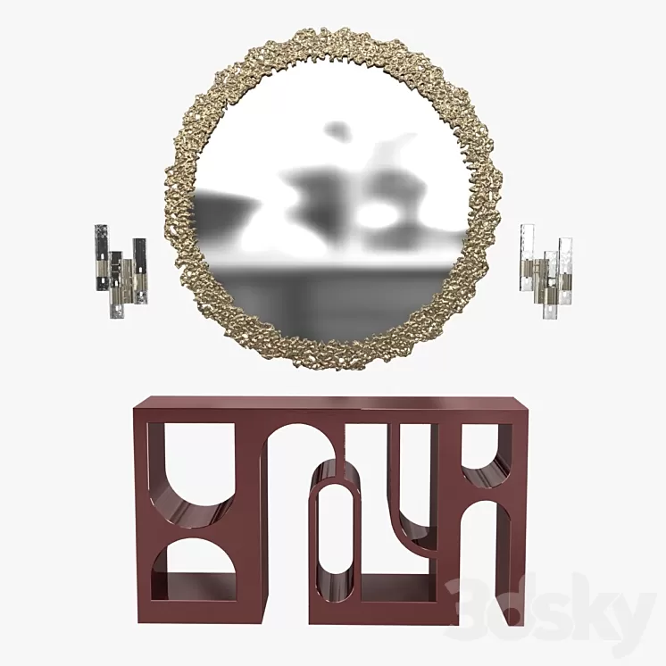 Brabbu cay mirror colosseum console and ombak wall light 3D Model