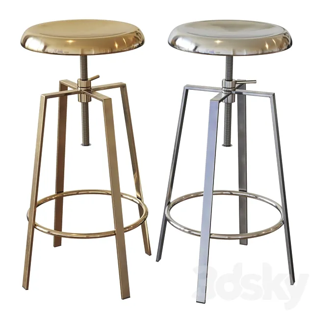 Brage Living Atlas Industrial Bar Stools (Set of 2) 3DModel