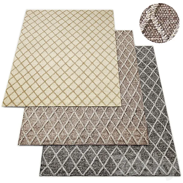 Braided Diamante Flatweave Collection Rug RH 3D Model Braided Diamante Flatweave Collection Rug RH 3D Model