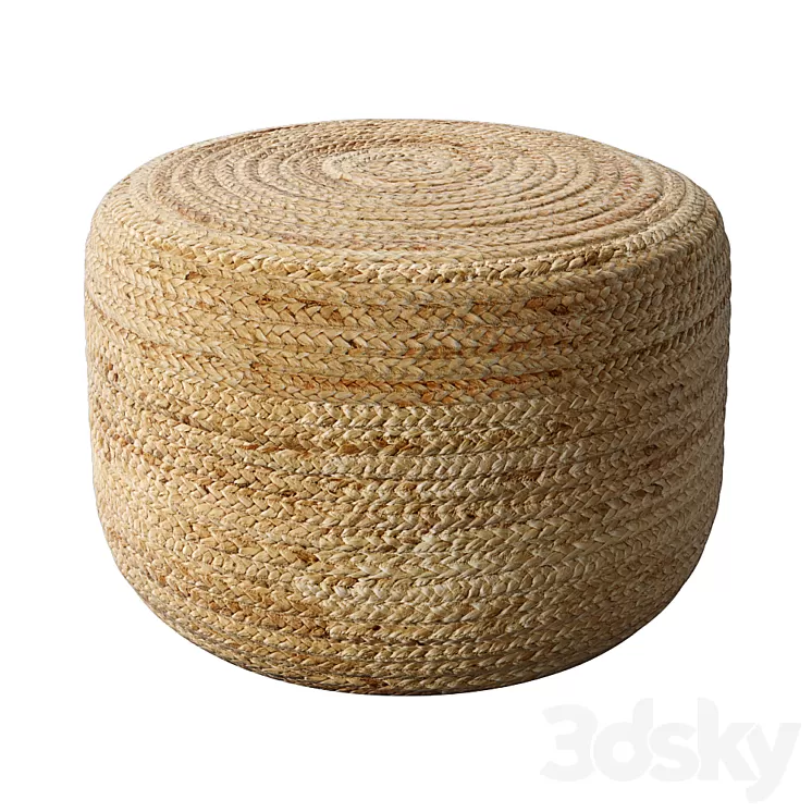 Braided jute pouf 3D Model Braided jute pouf 3D Model