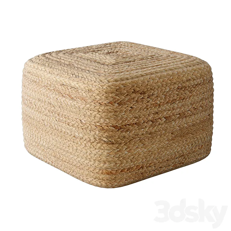 Braided jute pouf square 3D Model Free Download Braided jute pouf square 3D Model Free Download