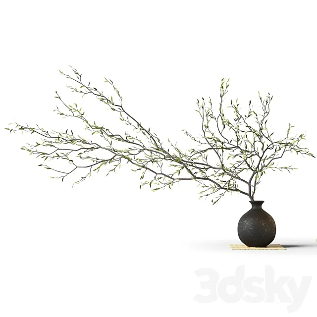 Branch in a vase on a rug 3D Model Branch in a vase on a rug 3D Model