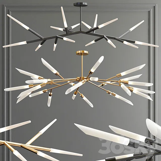 Branch Multi Tube & Led Chandelier 3D Model Branch Multi Tube & Led Chandelier 3D Model