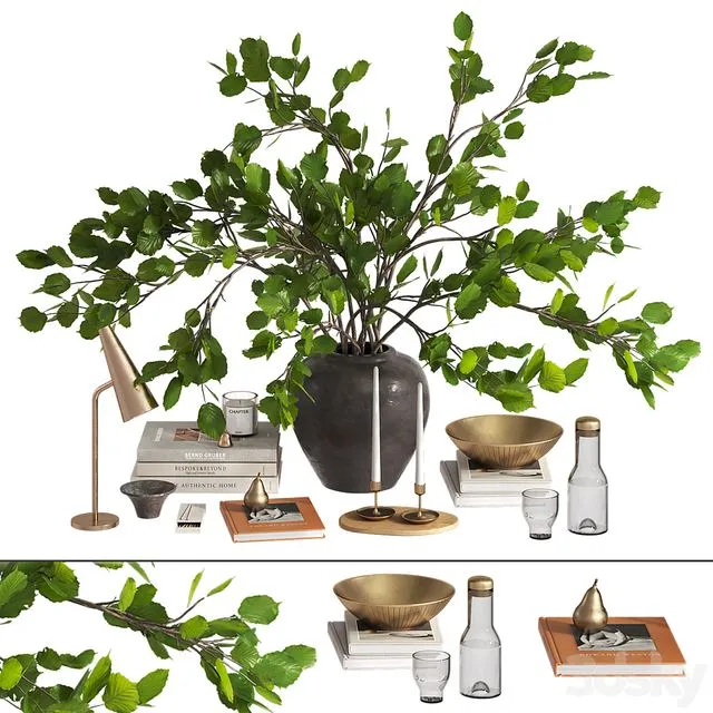 Branches bouquet decorative set 3D Model