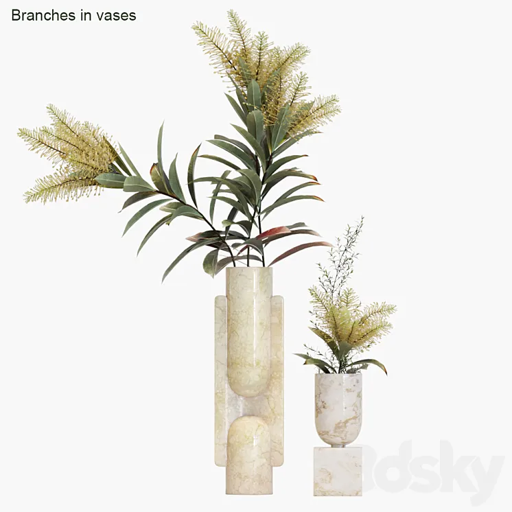 Branches in vases 15 3D Model Free Download