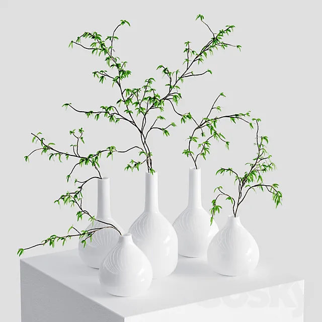 Branches in vases 3D Model Branches in vases 3D Model