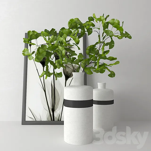 Branches of Ginkgo Biloba 3D Model Branches of Ginkgo Biloba 3D Model