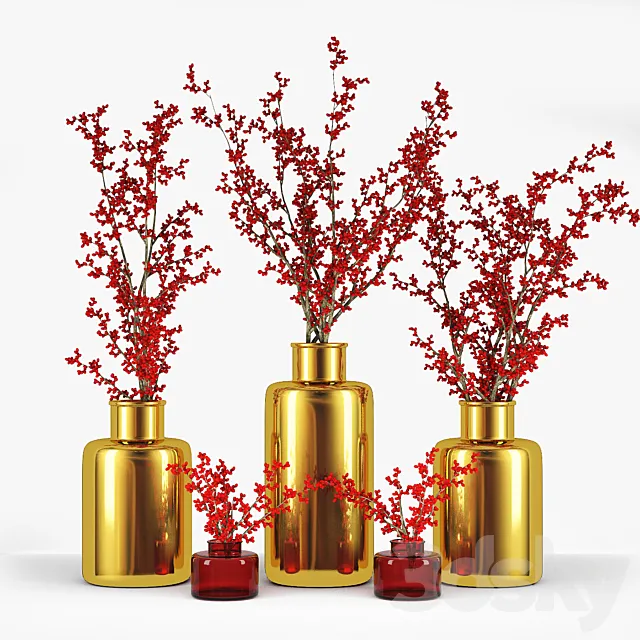 Branches with Berries in a Vase 3DModel