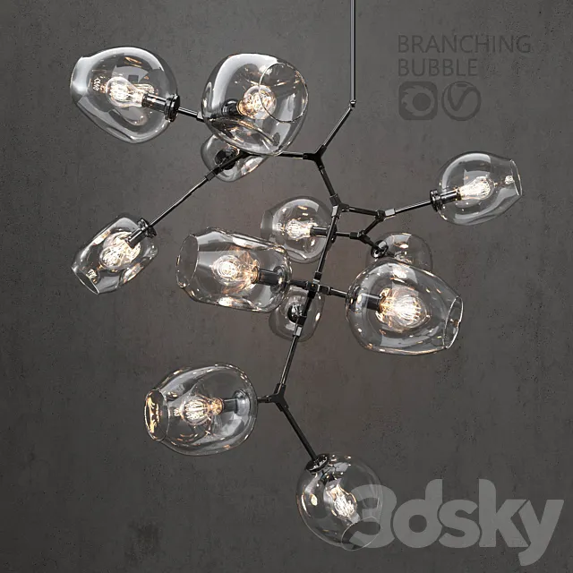 Branching bubble 12 lamps 3D Model
