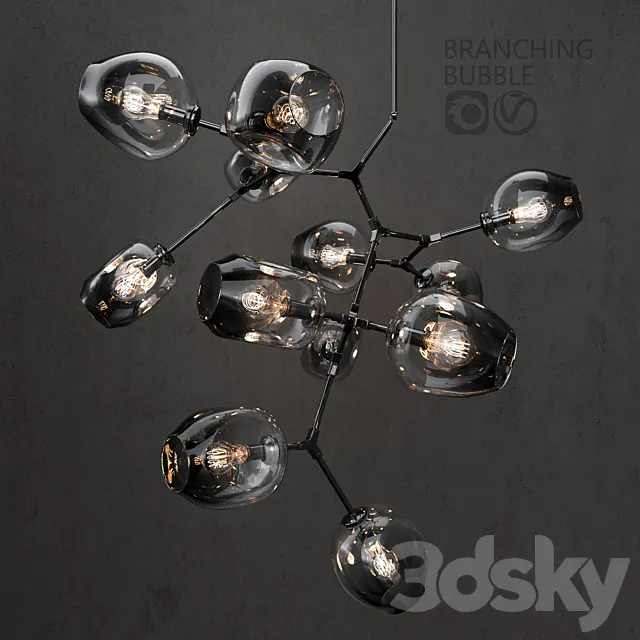 Branching bubble 12 lamps 3D Model