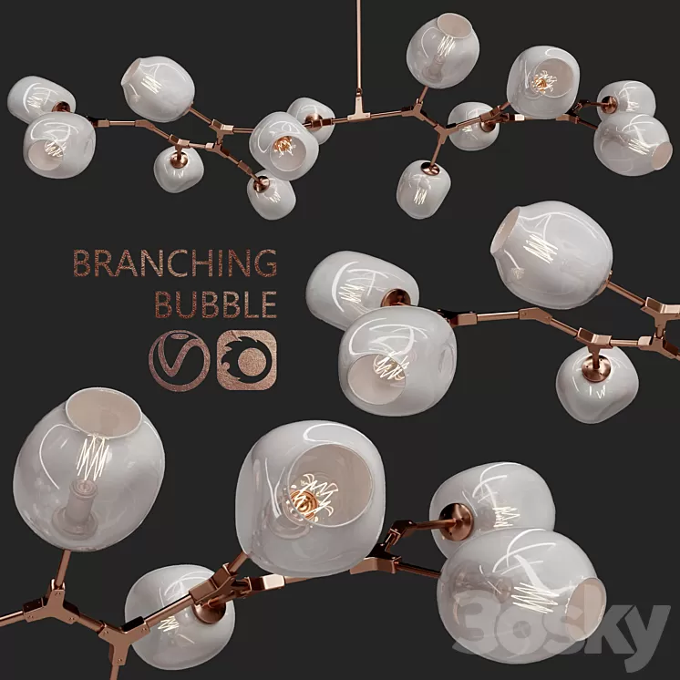 Branching bubble 13 lamps 3D Model Branching bubble 13 lamps 3D Model