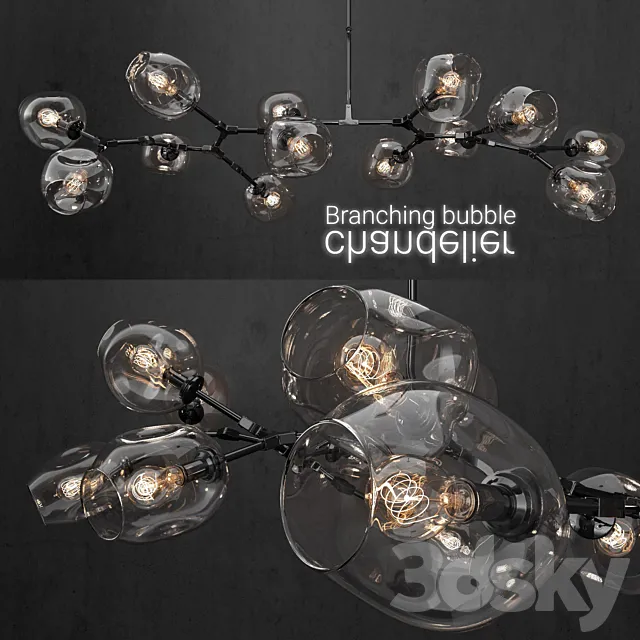 Branching bubble 13 lamps CLEAR _ BLACK 3DModel
