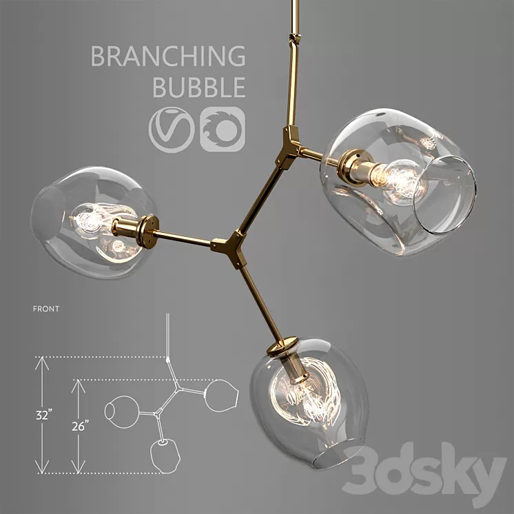 Branching bubble 3 lamps 3D Model Branching bubble 3 lamps 3D Model