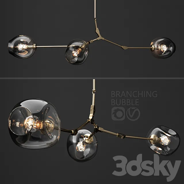 Branching bubble 3 lamps 3DModel