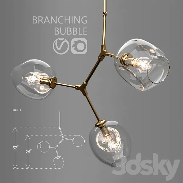 Branching bubble 3 lamps 3DModel