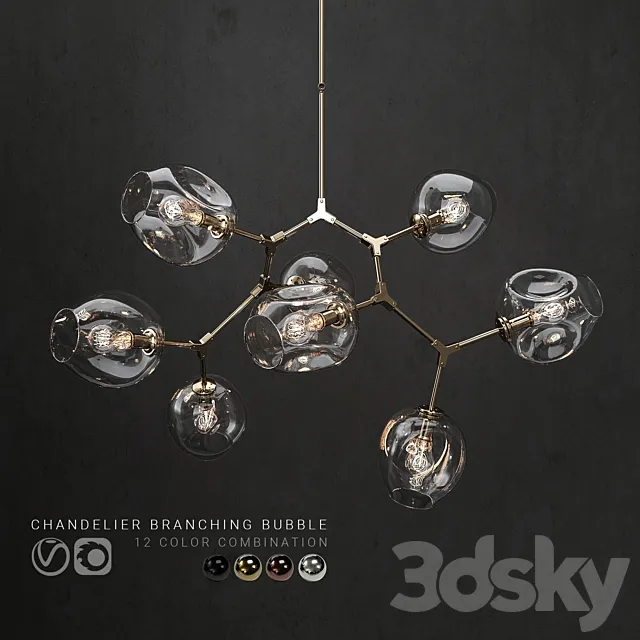 Branching bubble 8 lamps 2 3D Model