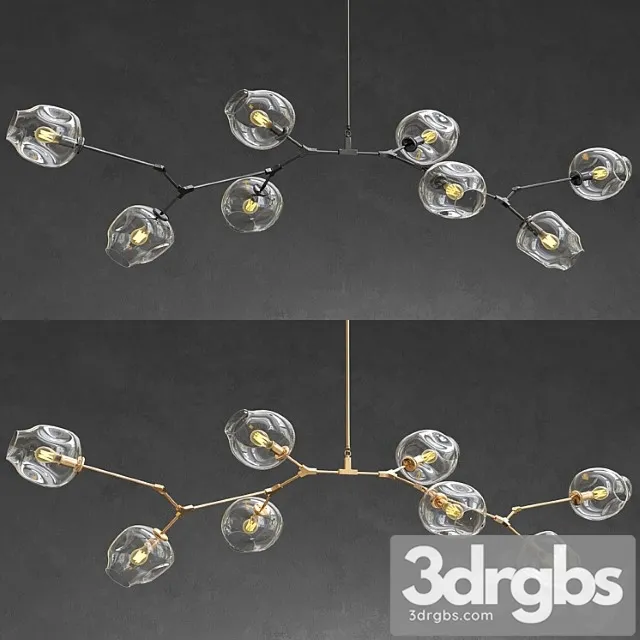 Branching bubble 8 lamps – gold and black metal Branching bubble 8 lamps – gold and black metal