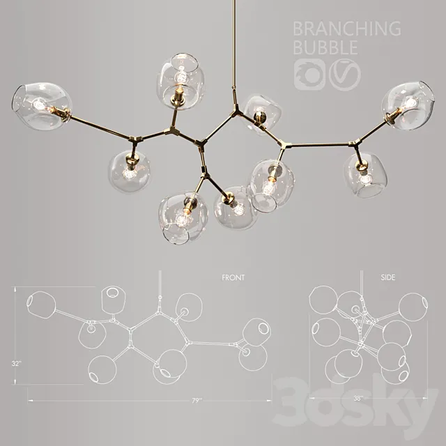 Branching bubble 9 lamp 3D Model