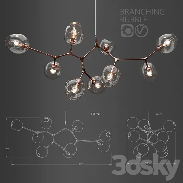 Branching bubble 9 lamps 3DModel