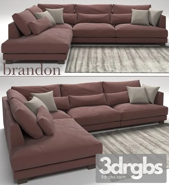 Brandon Sofa Fabric Brown 3D Model Download