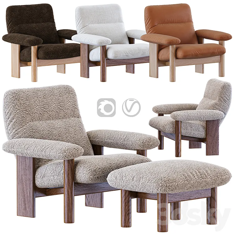 brasilia armchair and ottoman 3D Model Free Download