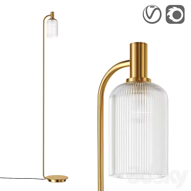 Brass and cut glass floor lamp Bogota 3D Model