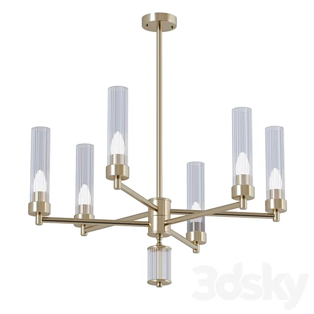 Brass Chandelier sku. 28125 by Pikartlights 3D Model Brass Chandelier sku. 28125 by Pikartlights 3D Model