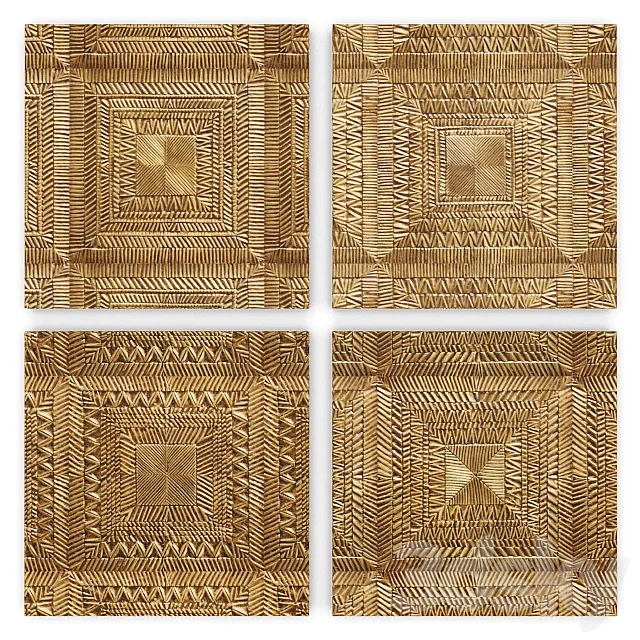 Brass Clad Square Wall Panel Collection 3D Model Brass Clad Square Wall Panel Collection 3D Model