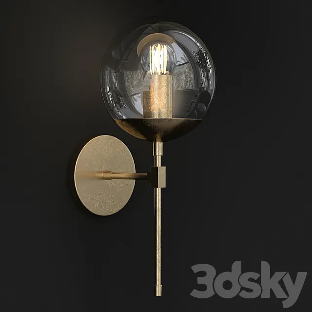 Brass Globe Sconce Bathroom Wall Lamp 3D Model