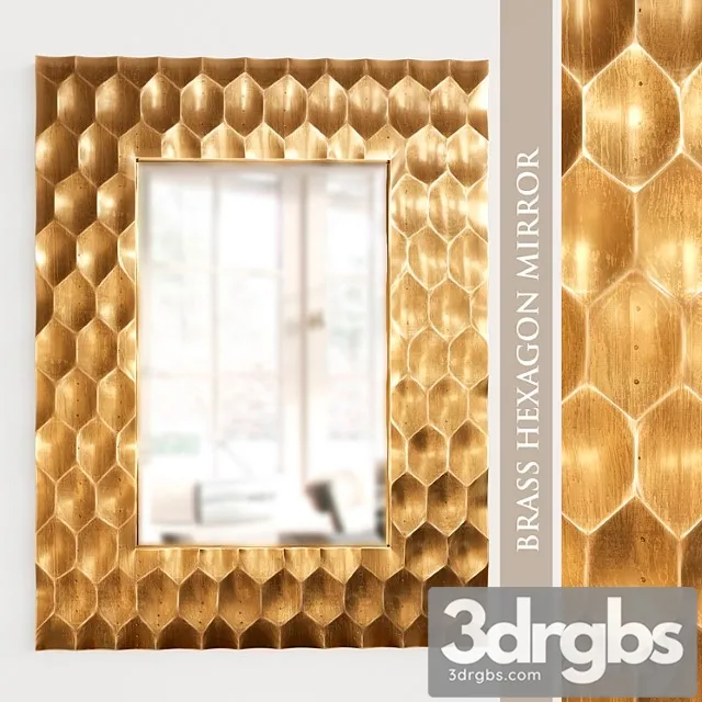 Brass hexagon mirror 3D Model Download Brass hexagon mirror 3D Model Download